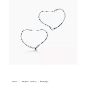 Tiffany Elsa Peretti Open Heart Hoop Earrings Large Silver